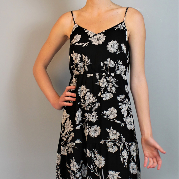 J. Crew Black floral maxi dress
